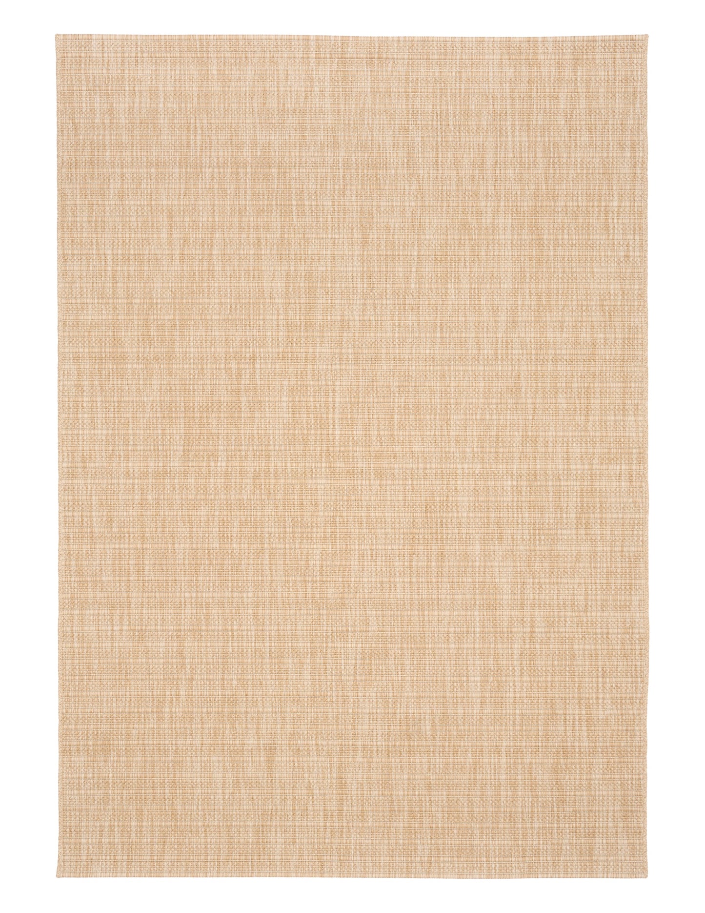 Barton Linear Beige indoor/outdoor rug featuring soft beige tones and a subtle textured pattern, power-loomed from UV-stabilised polypropylene for lasting durability. Colour Beige. 3 sizes. Top.