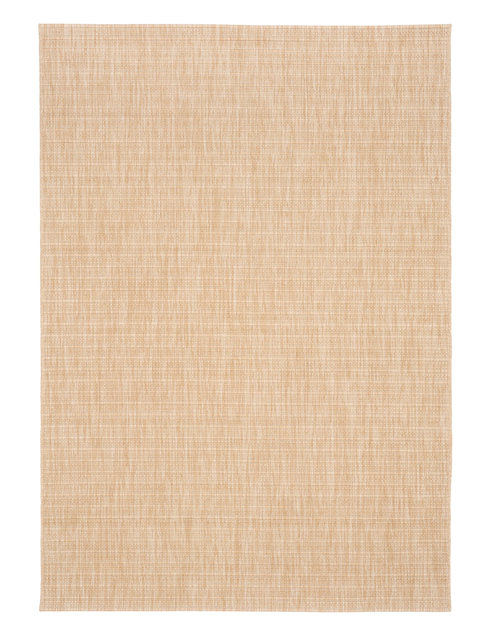 Barton Linear Beige indoor/outdoor rug featuring soft beige tones and a subtle textured pattern, power-loomed from UV-stabilised polypropylene for lasting durability. Colour Beige. 3 sizes. Top.