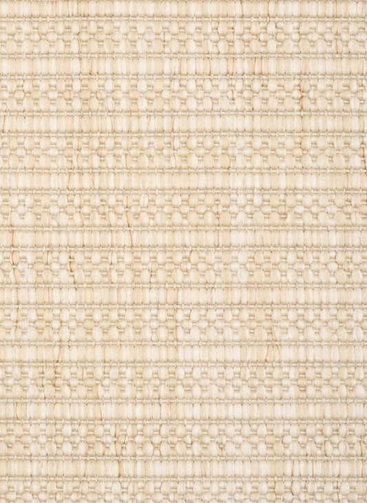 Barton Linear Cream indoor/outdoor rug featuring soft cream tones and a subtle textured pattern, power-loomed from UV-stabilised polypropylene for lasting durability. Colour Cream. 3 sizes. Close.