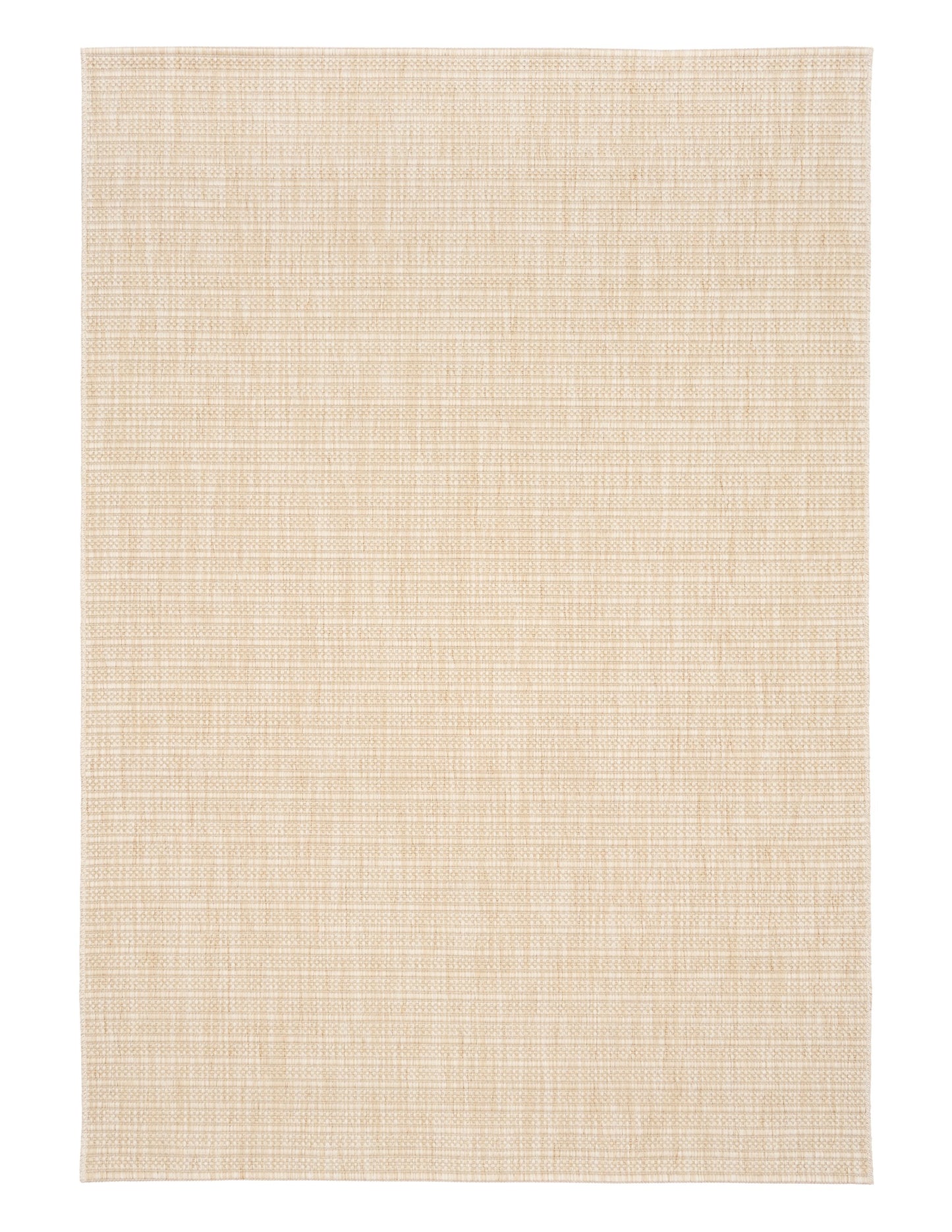 Barton Linear Cream indoor/outdoor rug featuring soft cream tones and a subtle textured pattern, power-loomed from UV-stabilised polypropylene for lasting durability. Colour Cream. 3 sizes. Top.