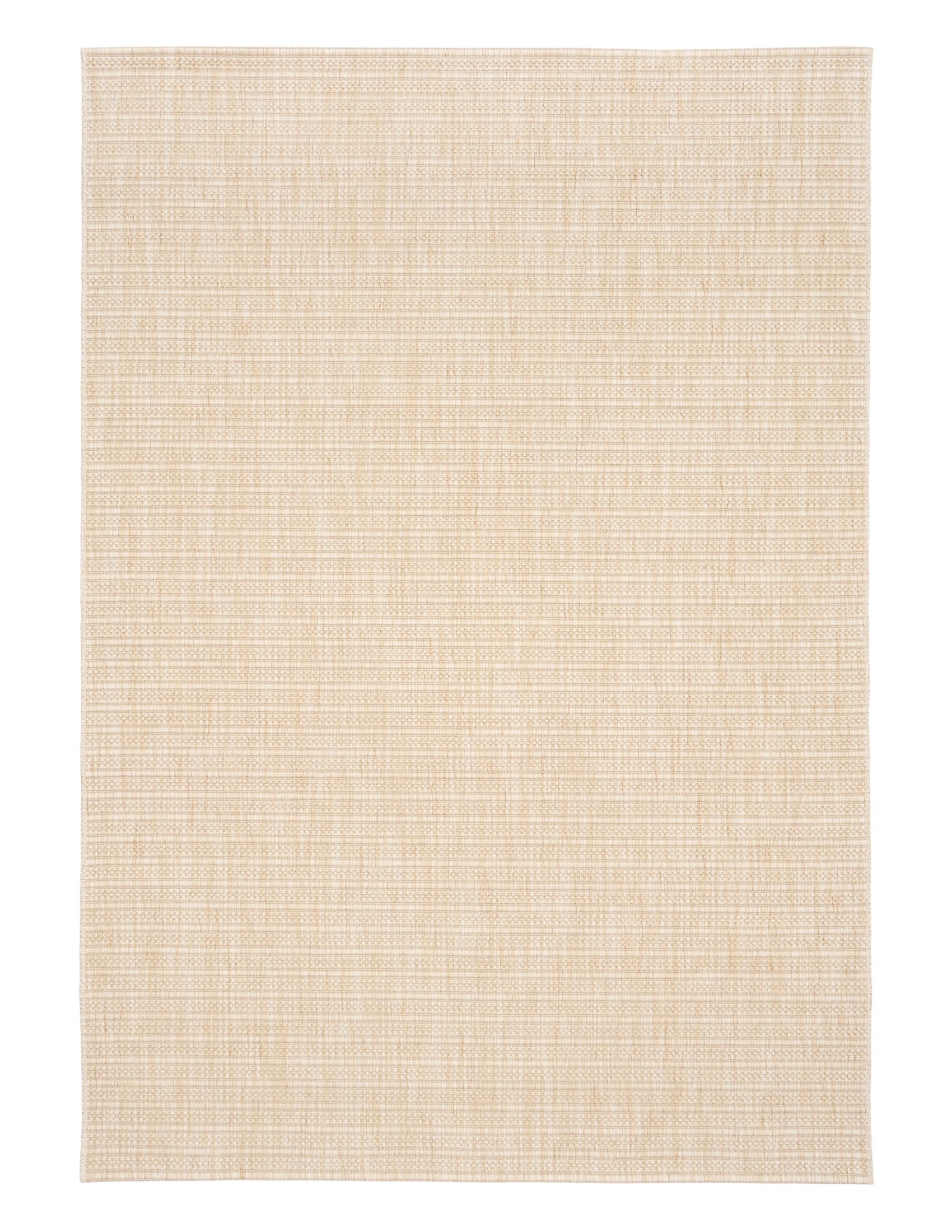 Barton Linear Cream indoor/outdoor rug featuring soft cream tones and a subtle textured pattern, power-loomed from UV-stabilised polypropylene for lasting durability. Colour Cream. 3 sizes. Top.
