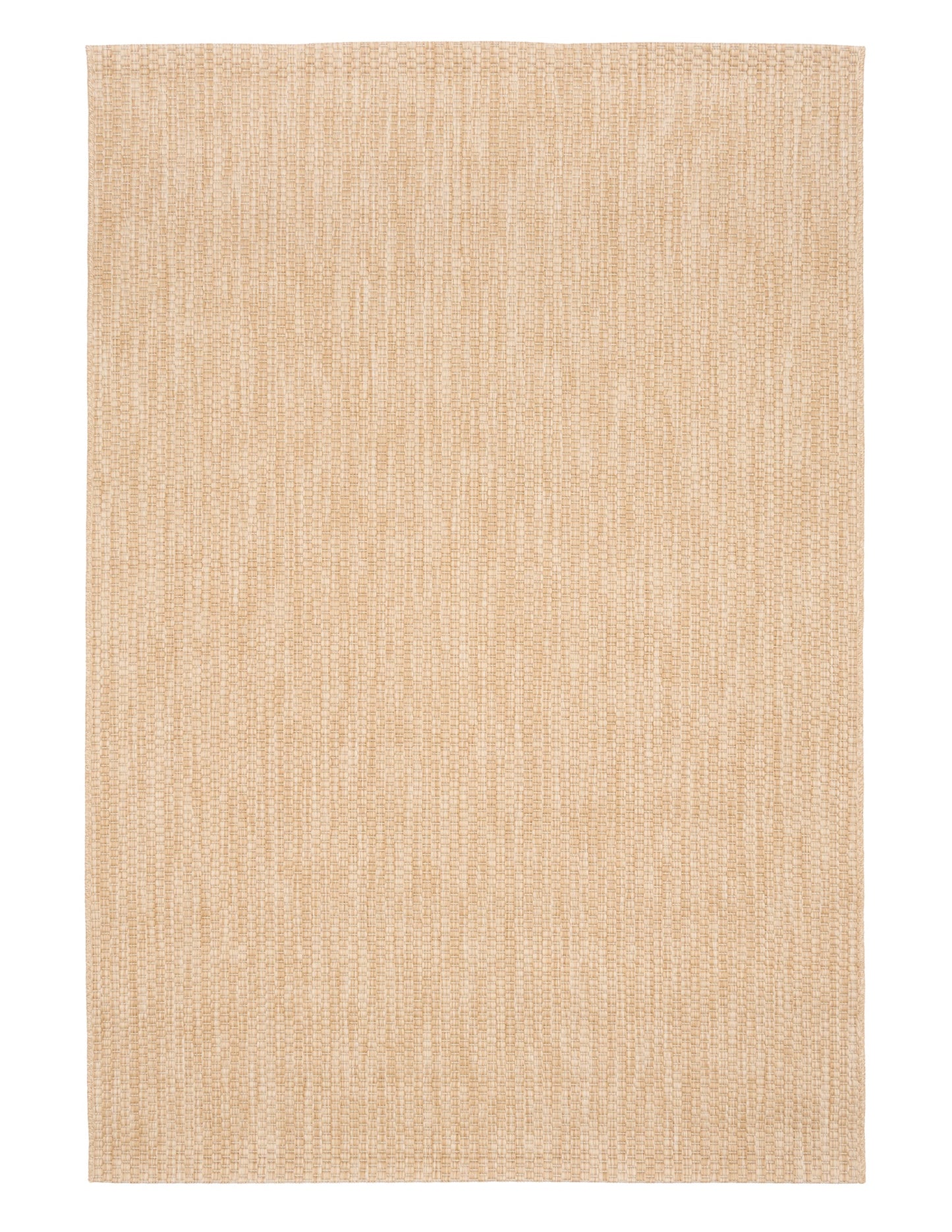 Barton Twill Beige indoor/outdoor rug featuring soft beige tones and a subtle textured pattern, power-loomed from UV-stabilised polypropylene for lasting durability. Colour beige. 3 sizes. Top.