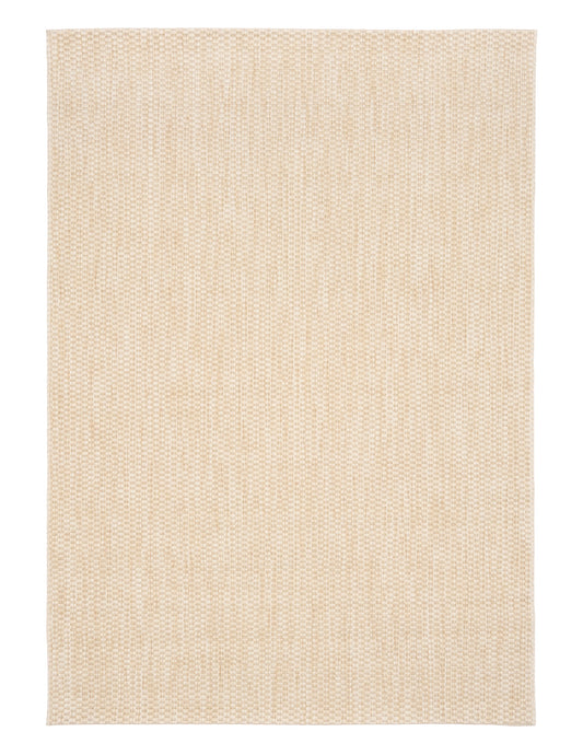 Barton Twill Cream indoor/outdoor rug featuring soft cream tones and a subtle textured pattern, power-loomed from UV-stabilised polypropylene for lasting durability. Colour cream. 3 sizes. Top.