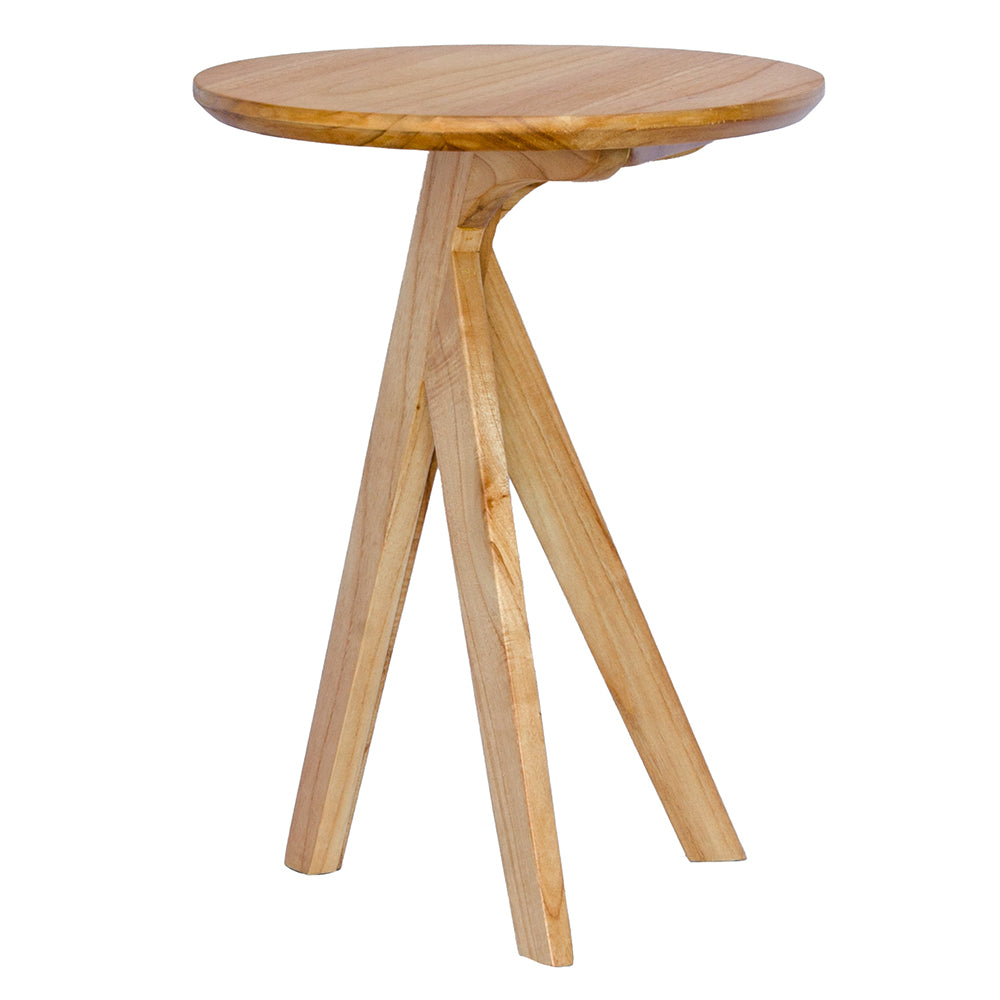The Beppu Side Table is a modern statement piece. Crafted from sustainable white cedar with stylish 3-legs and round top. Colour Natural. Measures 450 diameter X 600 height. Front Plain.