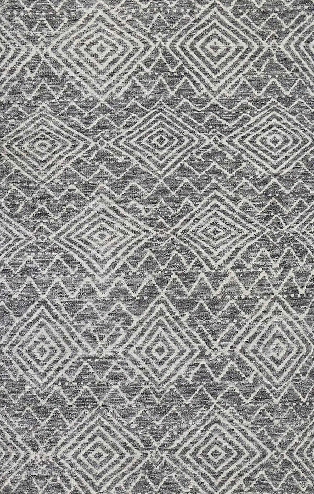 Brazil - Coca is a Boho Tribal Hand-Knotted Wool and Bamboo Silk Rug with a pile height of 7-9mm. Colours Grey with Cream. Sizes 160 X 230, 200 X 290, and 240 X 340. Full.
