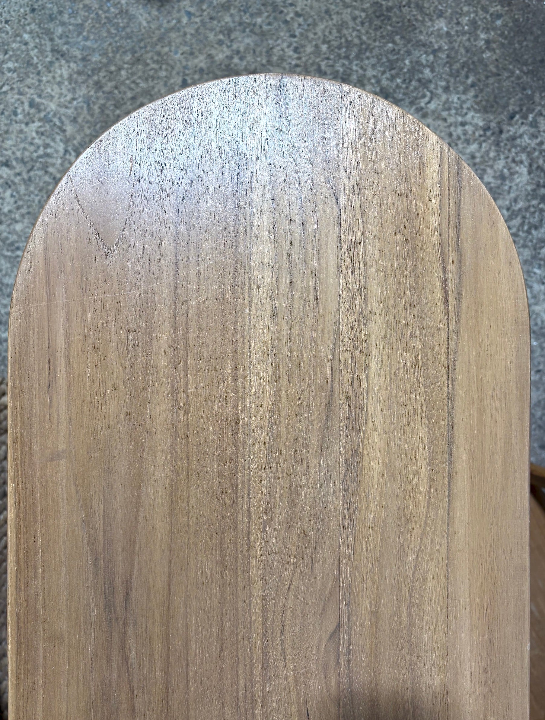 Budapest Console crafted from solid teak. Featuring  an added shelf, 2 solid legs and solid top with rounded ends. Colour Natural Teak. Measures 1800 Wide X 400 Depth X 800 Height. Top End.