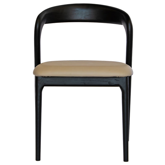 The Cheyenne Black and Grey dining chair features a modern style and design. Crafted with a solid ash frame and a smooth padded grey polyurethane seat. Colour Black Frame with Grey seat. Measures 500 wide X 520 depth X 460 Seat height. Back height 750. Front Plain.