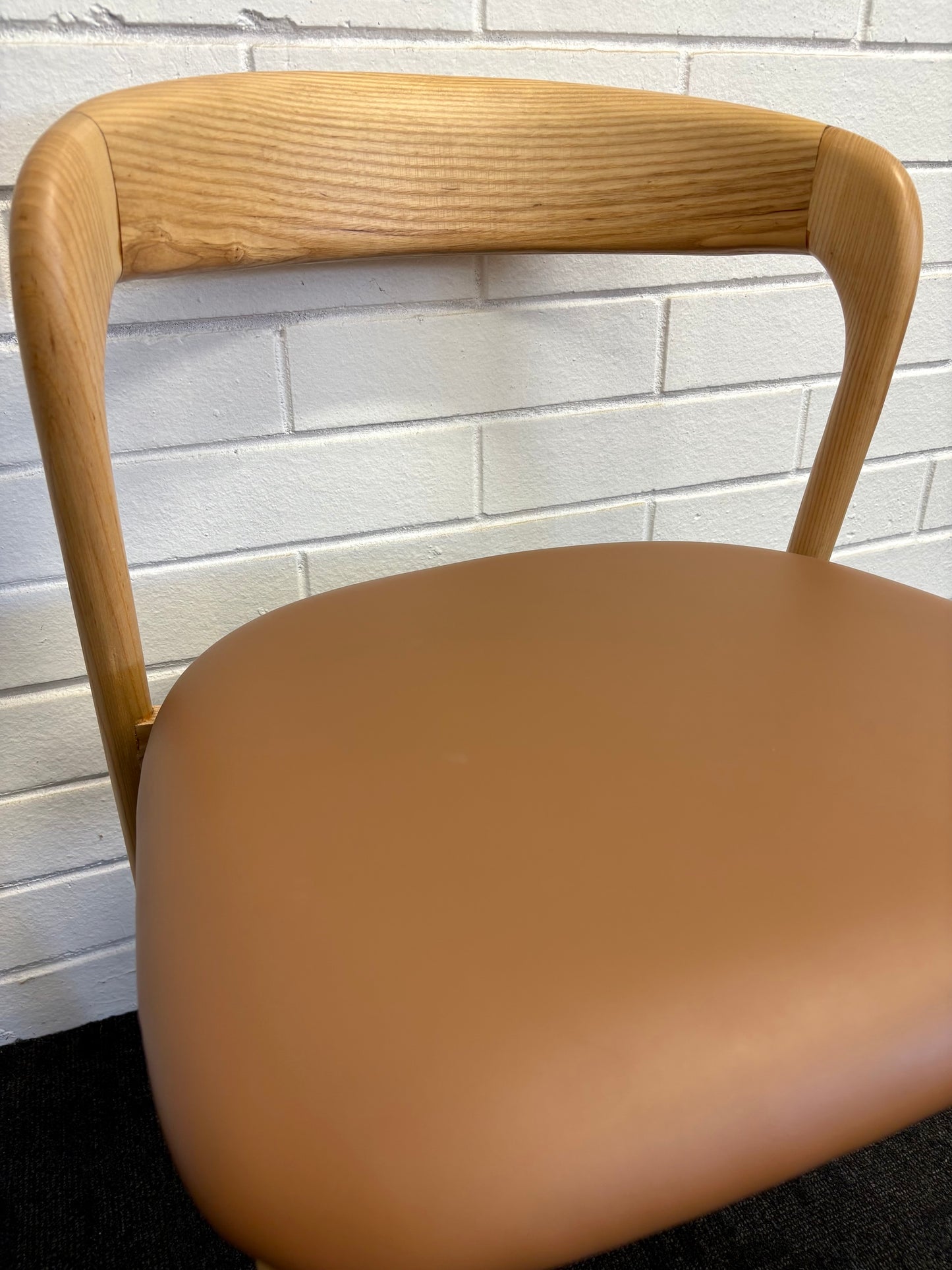 The Cheyenne Natural and Tan dining chair features a modern style and design. Crafted with a solid ash frame and a smooth padded tan polyurethane seat. Colour Natural Frame with Tan seat. Measures 500 wide X 520 depth X 460 Seat height. Back height 750. Close.