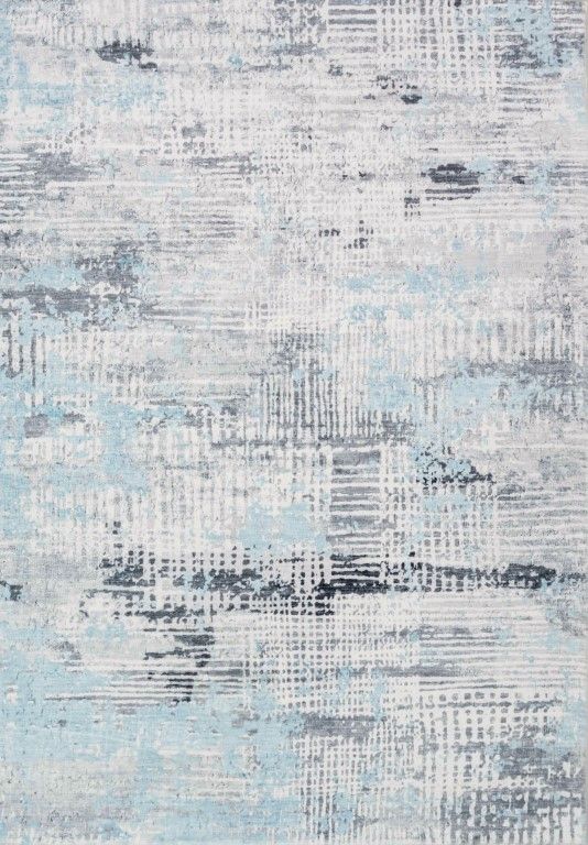 Chic 32146-5 is a machine made modern/contemporary rug.  It features super soft polyester pile. Colours Light grey, light blue, grey and white. Sizes 155 X 225, 200 X 290 and 230 X 320. Full.