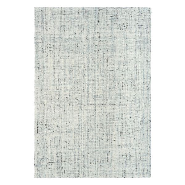 Cleo Blue hand-woven wool flatweave rug in a soft blue-grey tone, with a flecked, cross-woven texture and flat woven border. 3 Sizes. Top view.