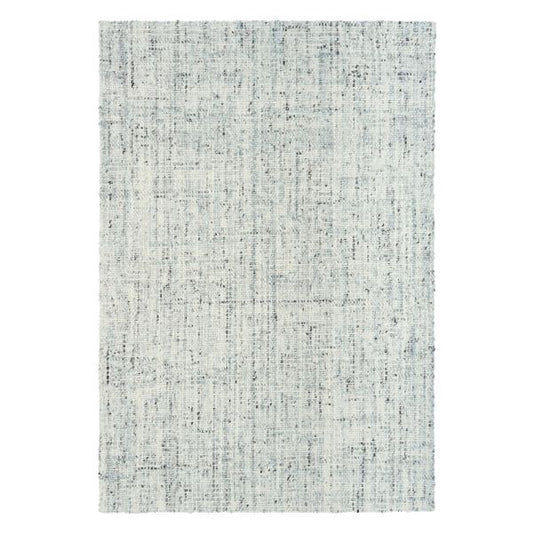 Cleo Blue hand-woven wool flatweave rug in a soft blue-grey tone, with a flecked, cross-woven texture and flat woven border. 3 Sizes. Top view.