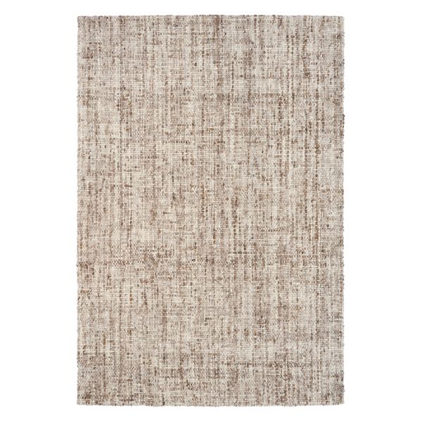 Cleo Brown hand-woven wool flatweave rug in a warm rust tone, with a flecked, cross-woven texture and flat woven border. 3 sizes. Top view.