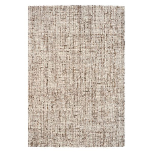 Cleo Brown hand-woven wool flatweave rug in a warm rust tone, with a flecked, cross-woven texture and flat woven border. 3 sizes. Top view.