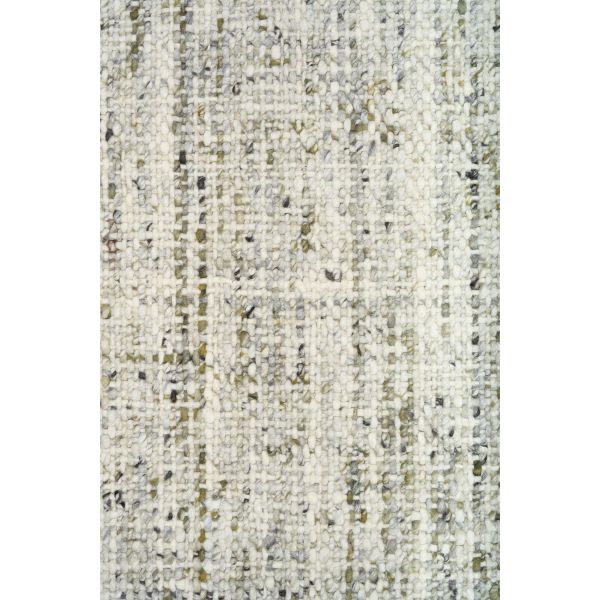 Cleo Green hand-woven wool flatweave rug in a muted olive tone, with a flecked, cross-woven texture and flat woven border. 3 Sizes. Close view.