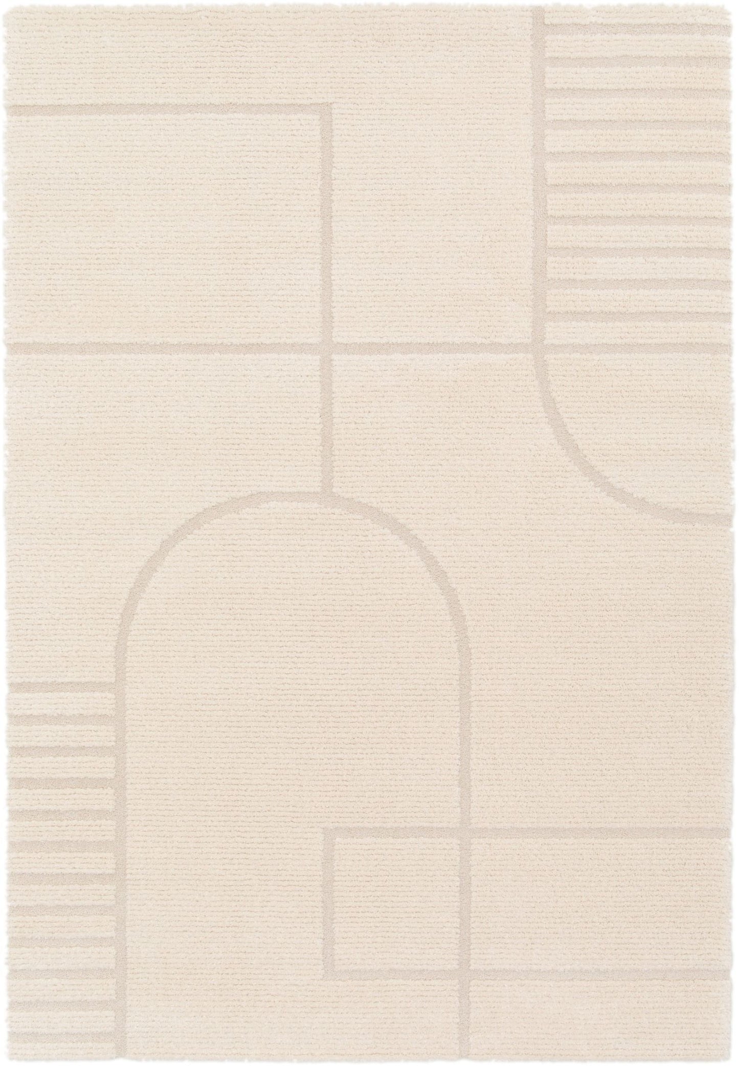 Cocoon - Cream, a modern rug design crafted with a unique blend of Heat Set Polypropylene and Polyester shrink yarn. Top Plain.