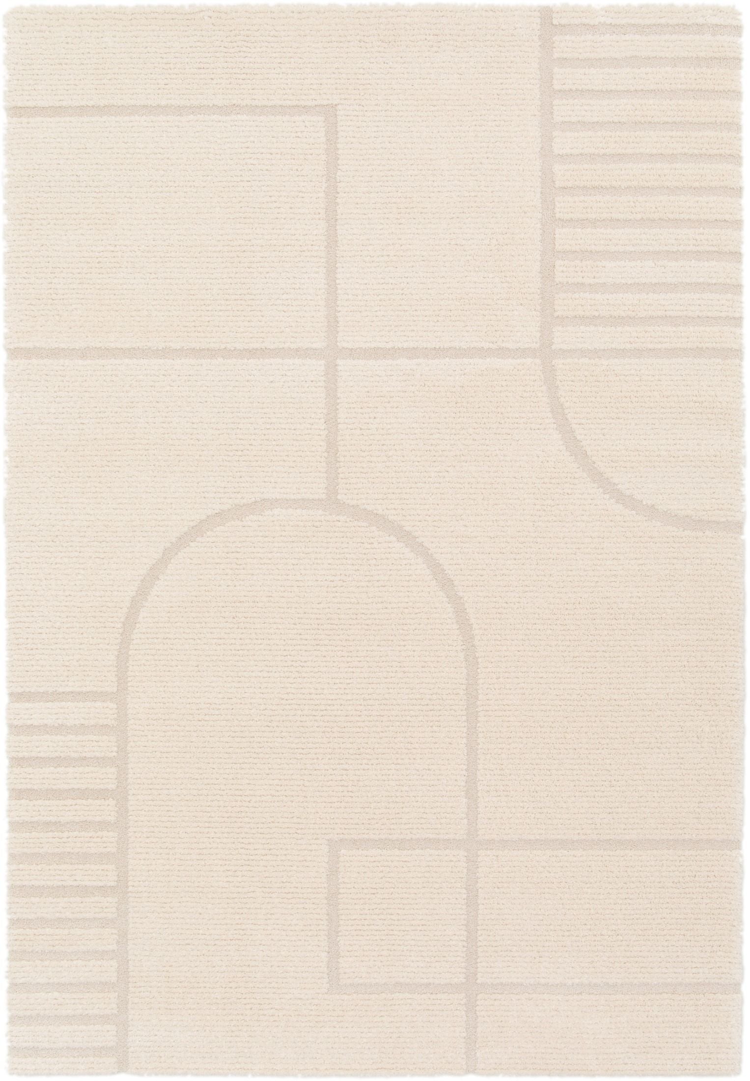 Cocoon - Cream, a modern rug design crafted with a unique blend of Heat Set Polypropylene and Polyester shrink yarn. Top Plain.