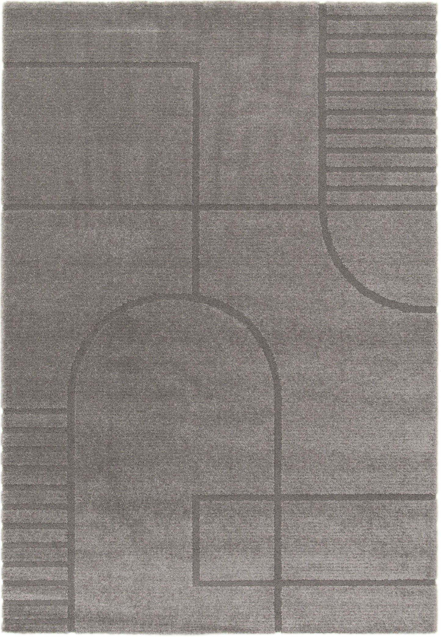 Cocoon - Grey, a modern rug design crafted with a unique blend of Heat Set Polypropylene and Polyester shrink yarn. Top Plain.