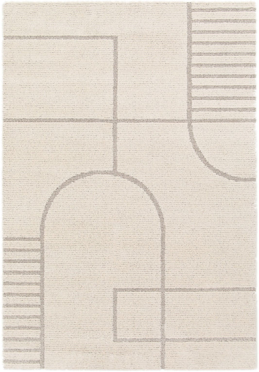 Cocoon - Light Grey, a modern rug design crafted with a unique blend of Heat Set Polypropylene and Polyester shrink yarn. Top Plain.
