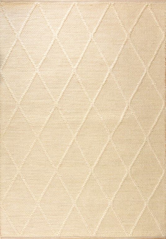 Colombo Cream is a textured hand woven rug. Made from 80% wool and 20% polyester, it features a braided diamond pattern for an extra textured feel.  Colour Cream.  Sizes 155 X 225, 200 X 290, 240 X 320 and 300 X 400. Full.