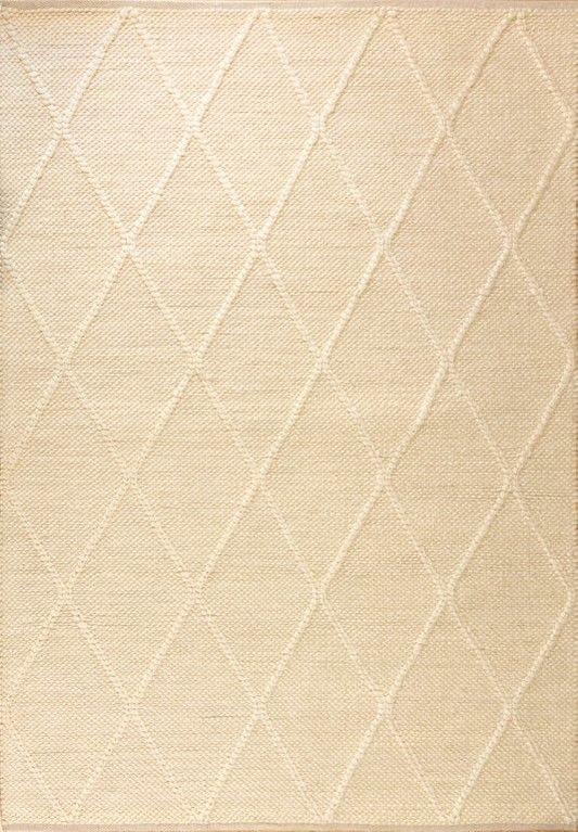 Colombo Cream is a textured hand woven rug. Made from 80% wool and 20% polyester, it features a braided diamond pattern for an extra textured feel.  Colour Cream.  Sizes 155 X 225, 200 X 290, 240 X 320 and 300 X 400. Full.