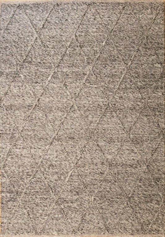 Colombo Dark Grey is a textured hand woven rug. Made from 80% wool and 20% polyester, it features a braided diamond pattern for an extra textured feel.  Colour Dark Grey.  Sizes 155 X 225, 200 X 290, 240 X 320 and 300 X 400. Full.