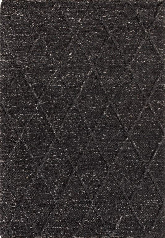 Colombo Graphite is a textured hand woven rug. Made from 80% wool and 20% polyester, it features a braided diamond pattern for an extra textured feel.  Colour Black.  Sizes 155 X 225, 200 X 290, 240 X 320 and 300 X 400. Full.