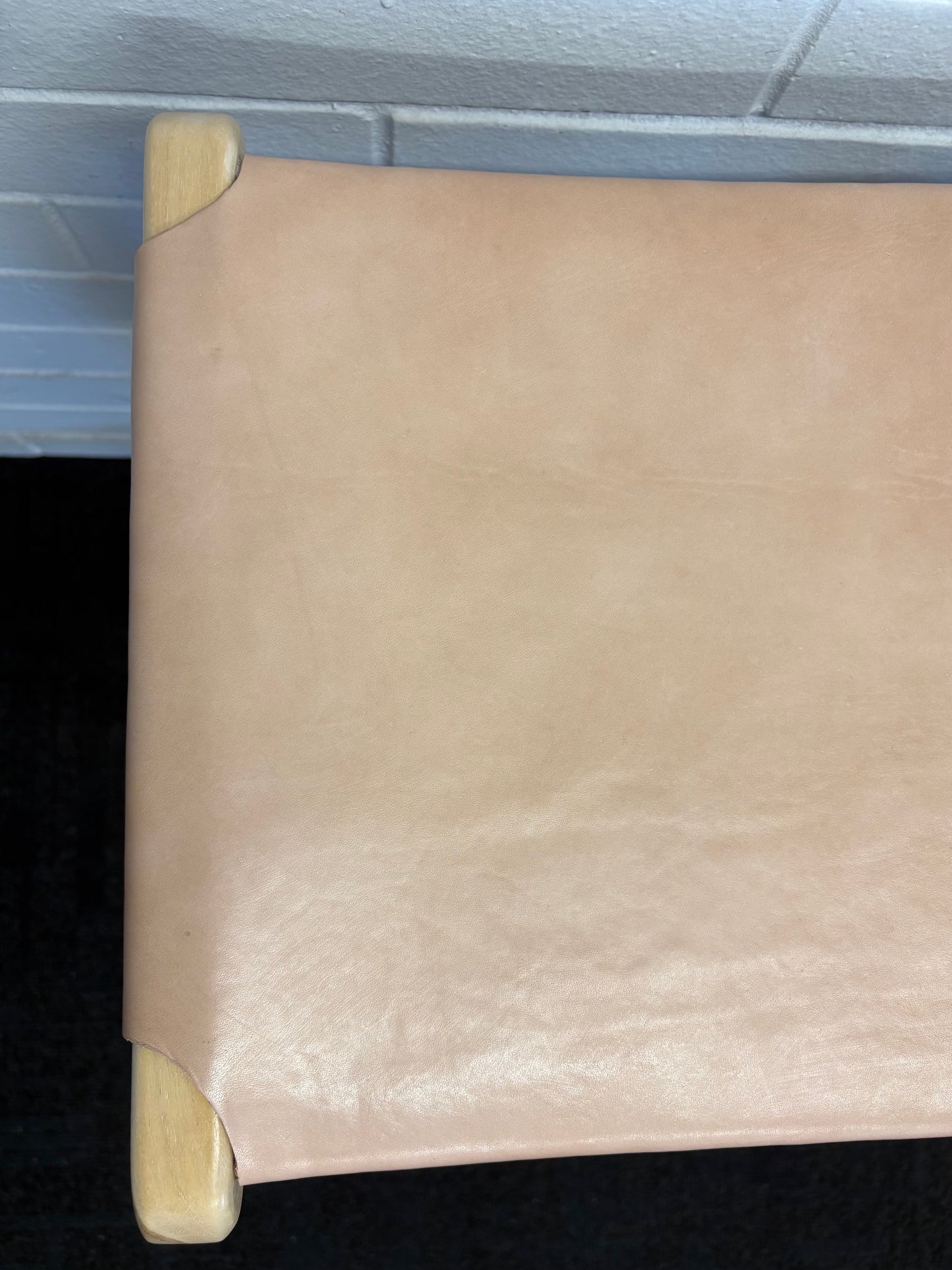 The Columbia - Natural Leather barstool features a lush leather seat and sustainable teak framed legs. Colour natural teak frame with light natural seat. Measures 400 wide X 400 depth X 650 Seat height. Top.