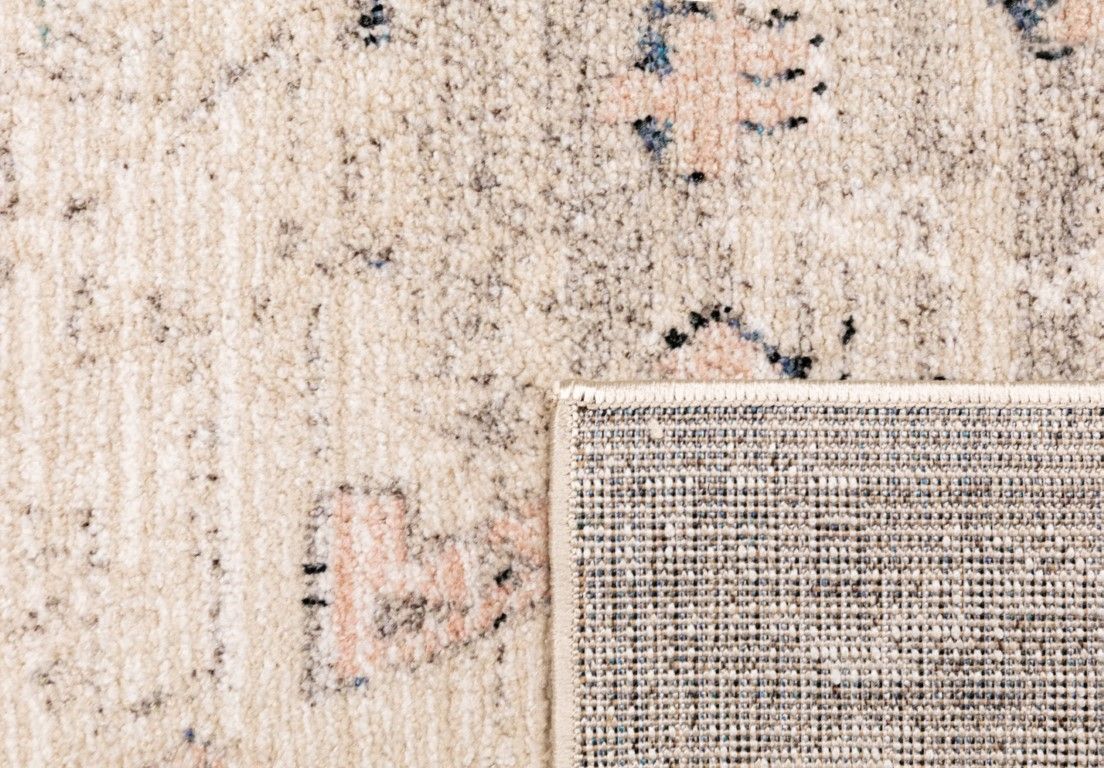 Cozy 5443 Dark Beige is a tribal diamond patterned designed machine made rug. Constructed from luxurious polyester yarn, it features a soft feel.  Colours Beige with Cream, Blue and Black  Tribal Diamond Patterns. Sizes 160 X 230 and 300 X 400. Fold.