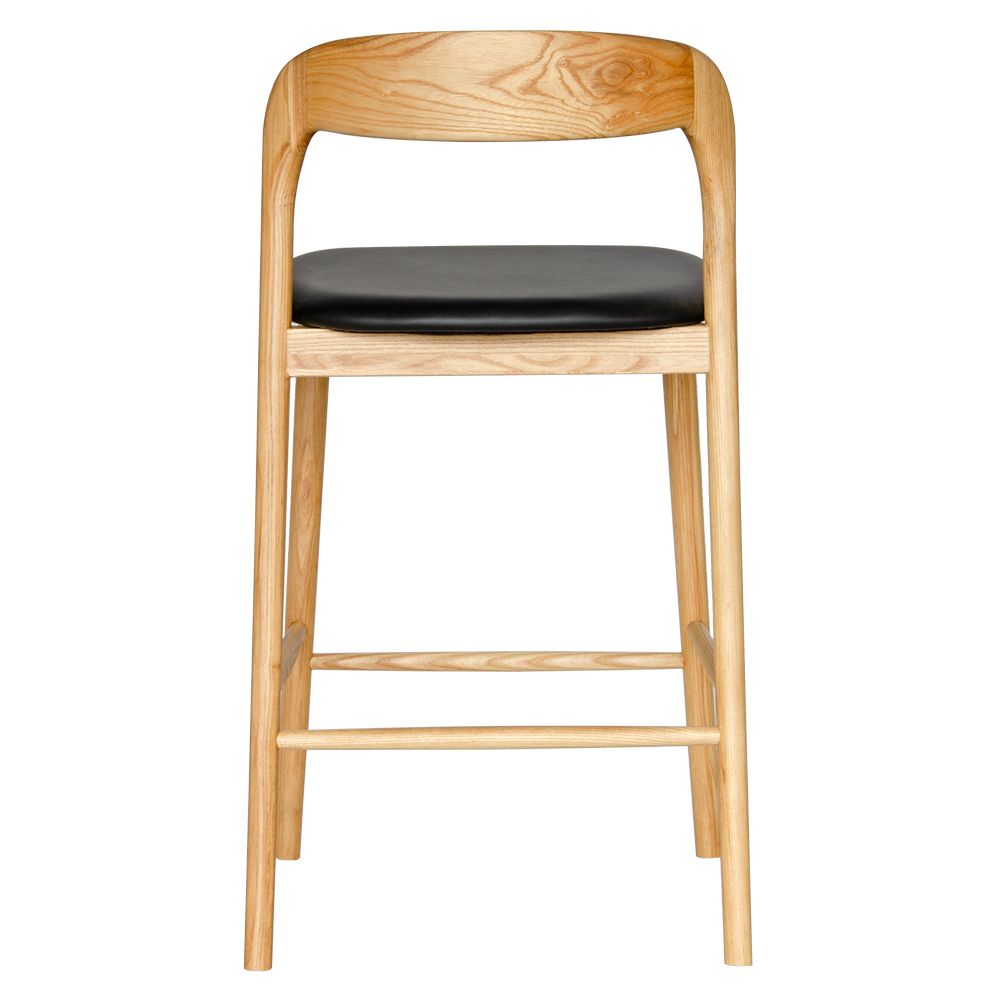 The Danube with Back - Natural Black Barstool. A contemporary style barstool. Solid natural ash frame with black polyurethane seat. Measures  470W X 450D X 670 Seat Height. Back Height 920. Back.