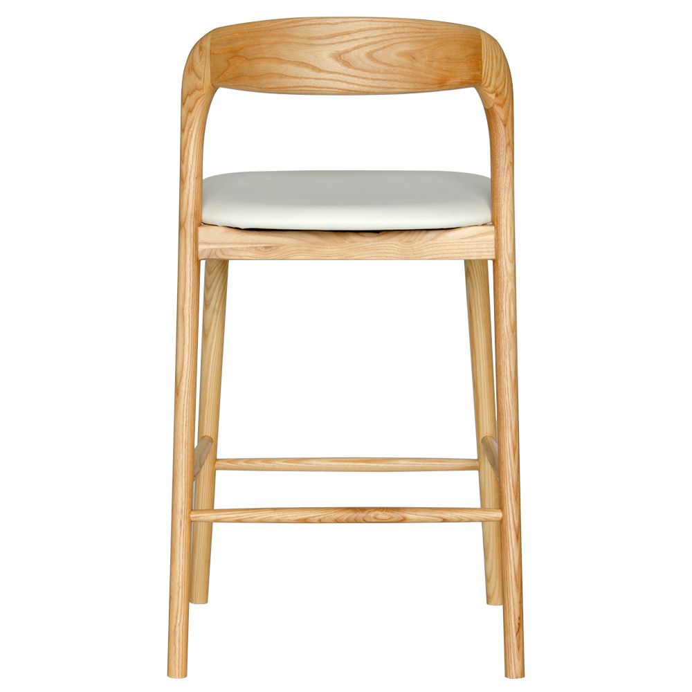 The Danube with Back - Natural White Barstool. A contemporary style barstool. Solid natural ash frame with white polyurethane seat. Measures  470W X 450D X 670 Seat Height. Back Height 920. Back.