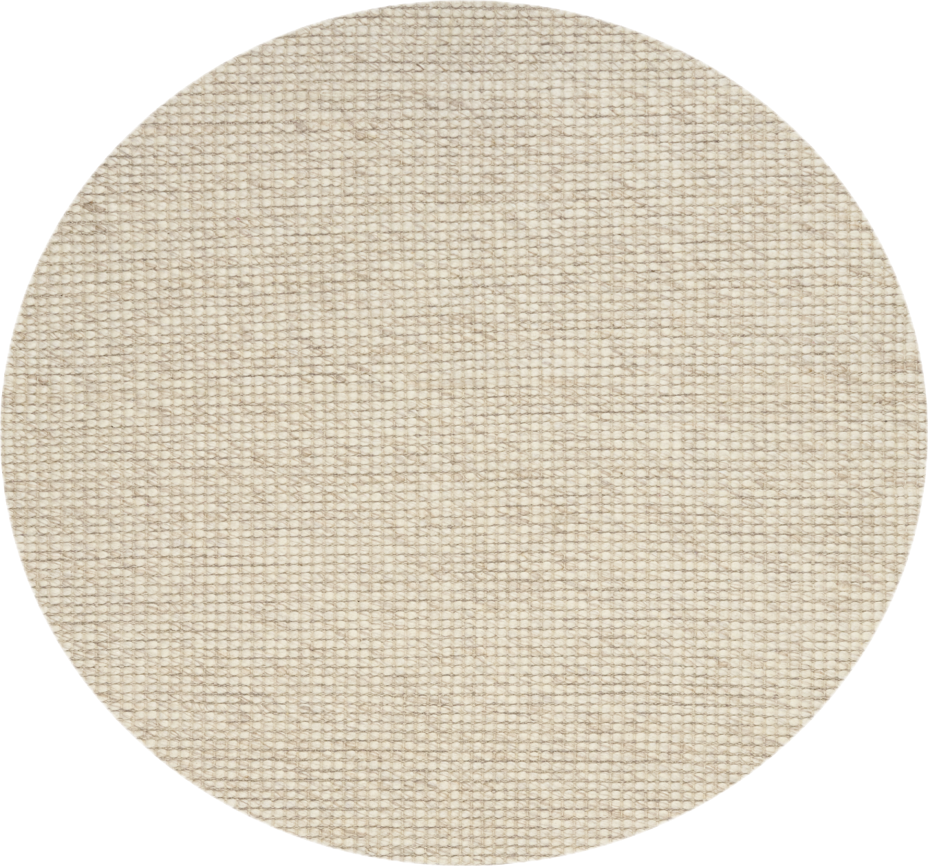 Dasha Round - Beige rug. Made of 80% wool and 20% polyester, this round rug features a unique textured design that adds a cozy and inviting feel to any room. Measuring 200cm in diameter. Front Plain.