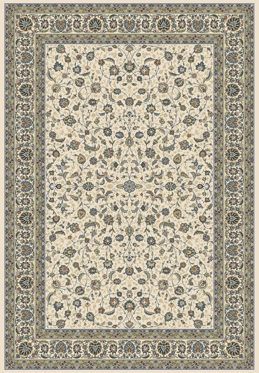 The Davinci 57221 6464 machine-made rug offers traditional style and durability, expertly crafted with heat-set polypropylene for enduring comfort. Colours, beiges, blues, greys, cream. 4 Sizes. Front Full.