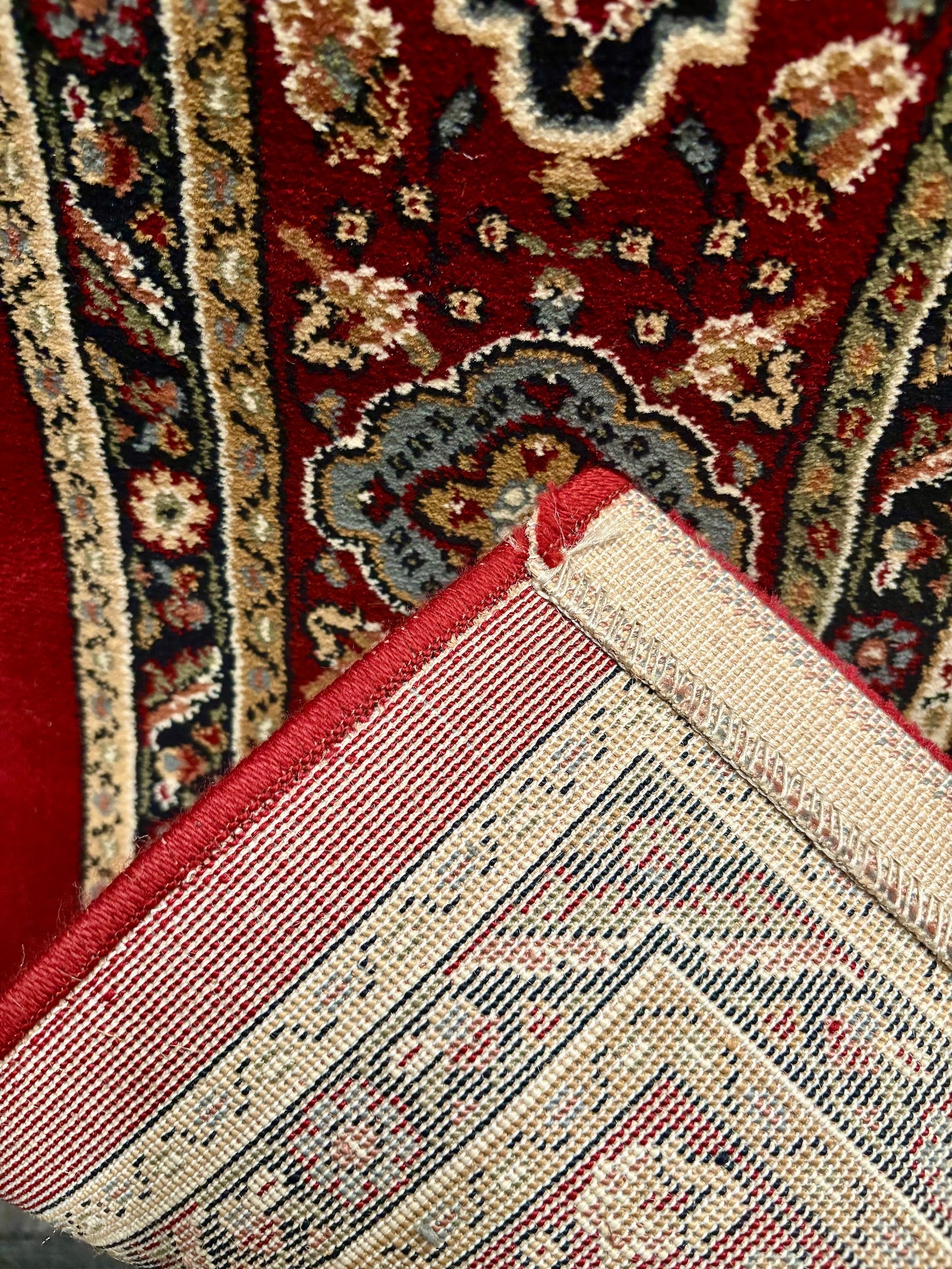 The Davinci Bakhtiari Dark Persian Rug. Machine made and crafted with heat-set polypropylene for long-lasting durability. Featuring a traditional Persian design. Colours, multi. 4 Sizes. Fold.