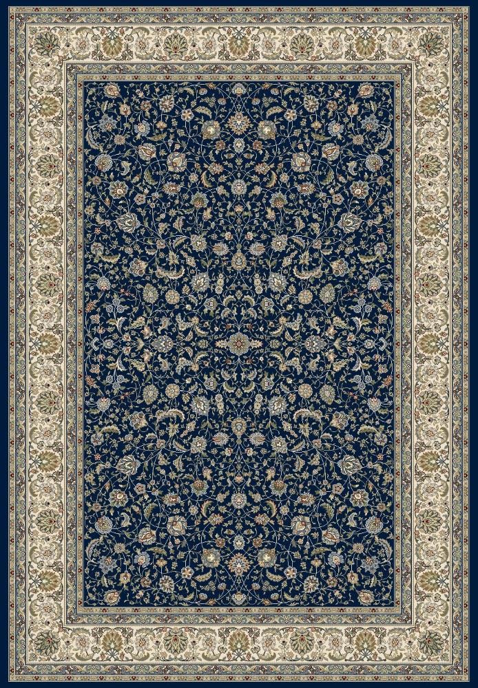 The Davinci Isfahan Blue machine-made Persian rug offers lasting style and durability, expertly crafted with heat-set polypropylene for enduring comfort. Colours, dark blues, beiges, browns. 4 Sizes. Top.
