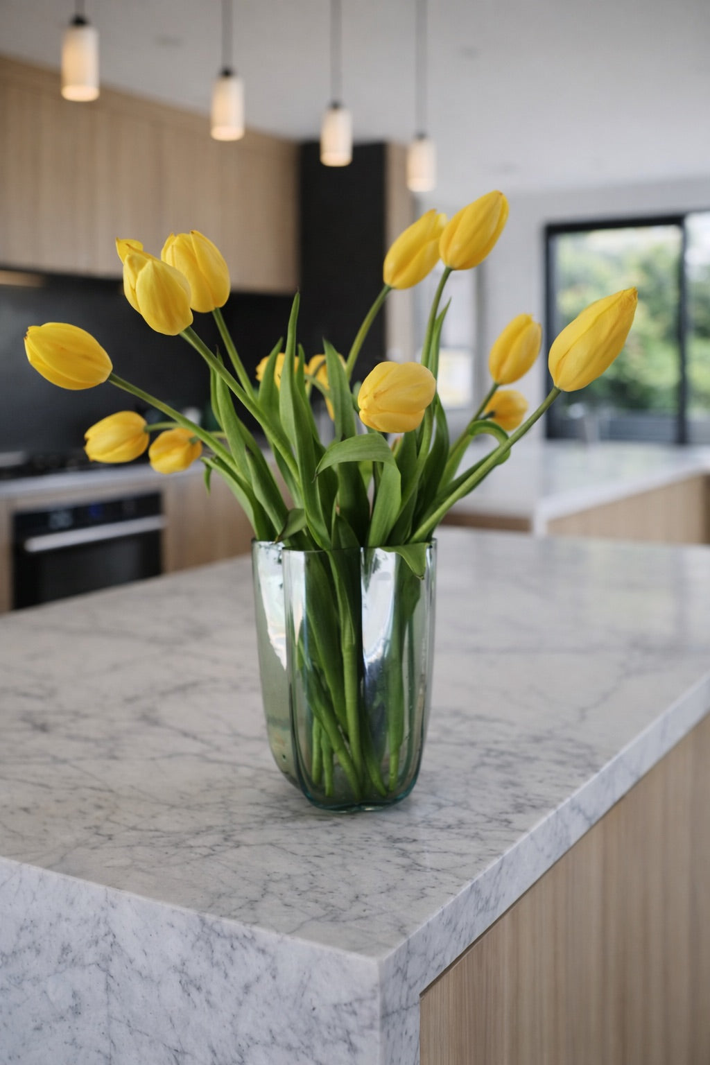 Decorative Contemporary Glass Vase display on modern Perth Home Kitchen counter top.