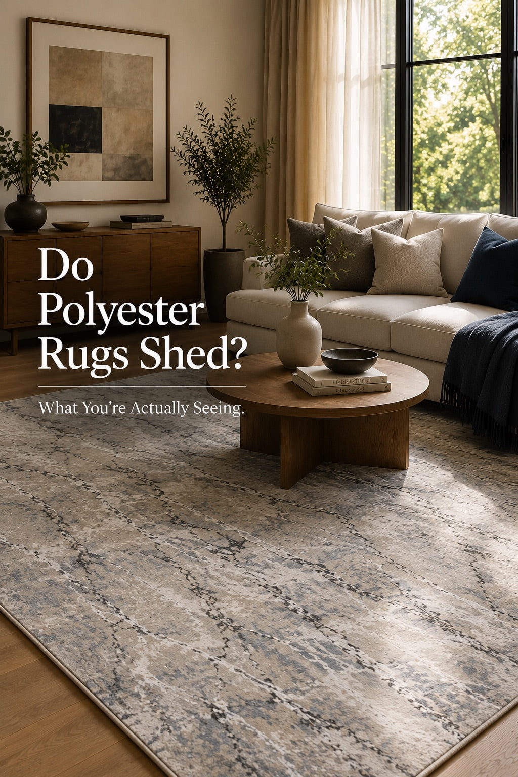 A machine made polyester rug styled in a Perth home living room.