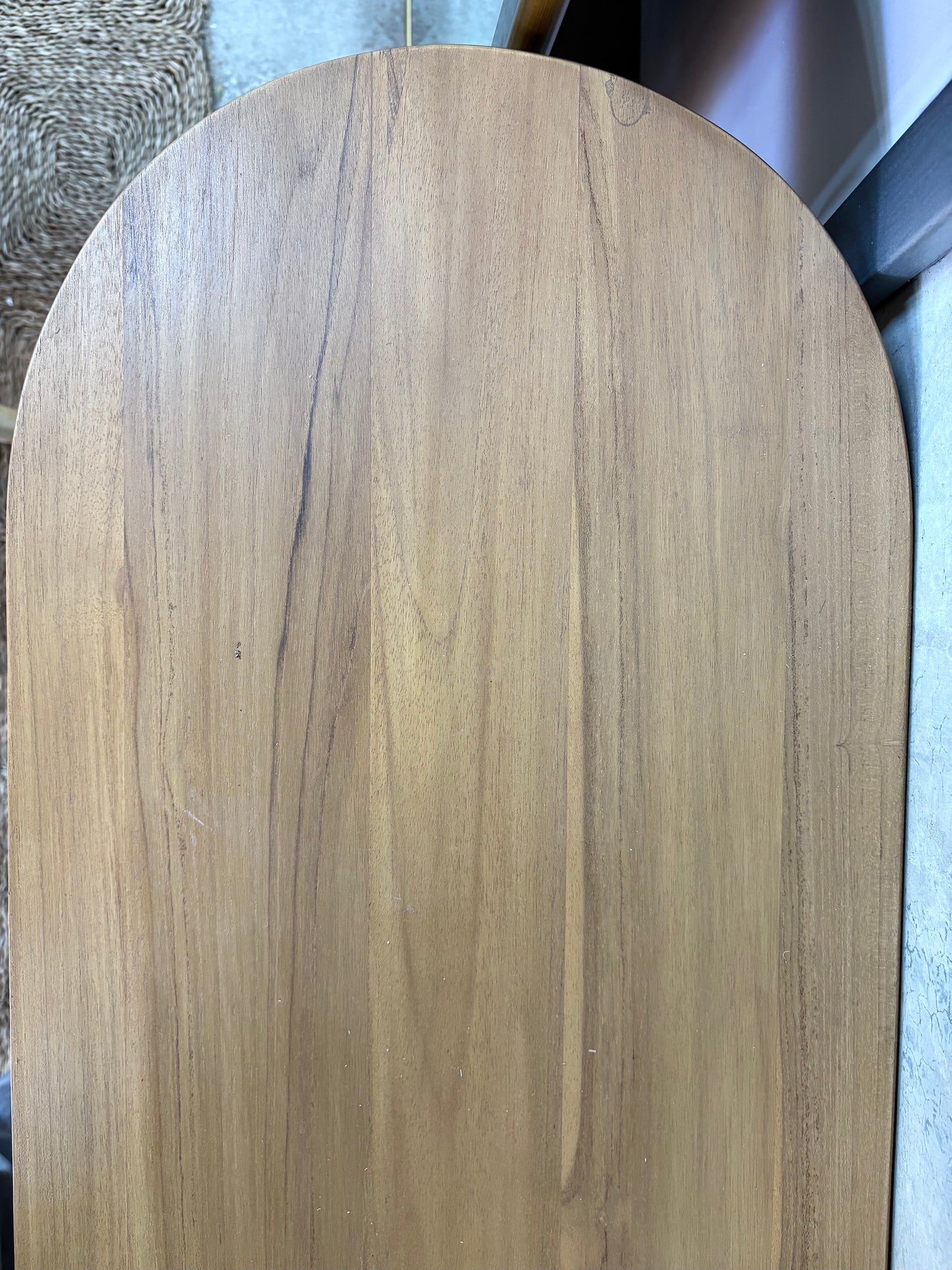 Dublin Teak Top Console crafted from solid teak. Featuring solid teak top with rounded ends and solid panel-styled pillar supports. Colour Natural Teak. Measures 1800 Wide X 380 Depth X 800 Height. Top End.