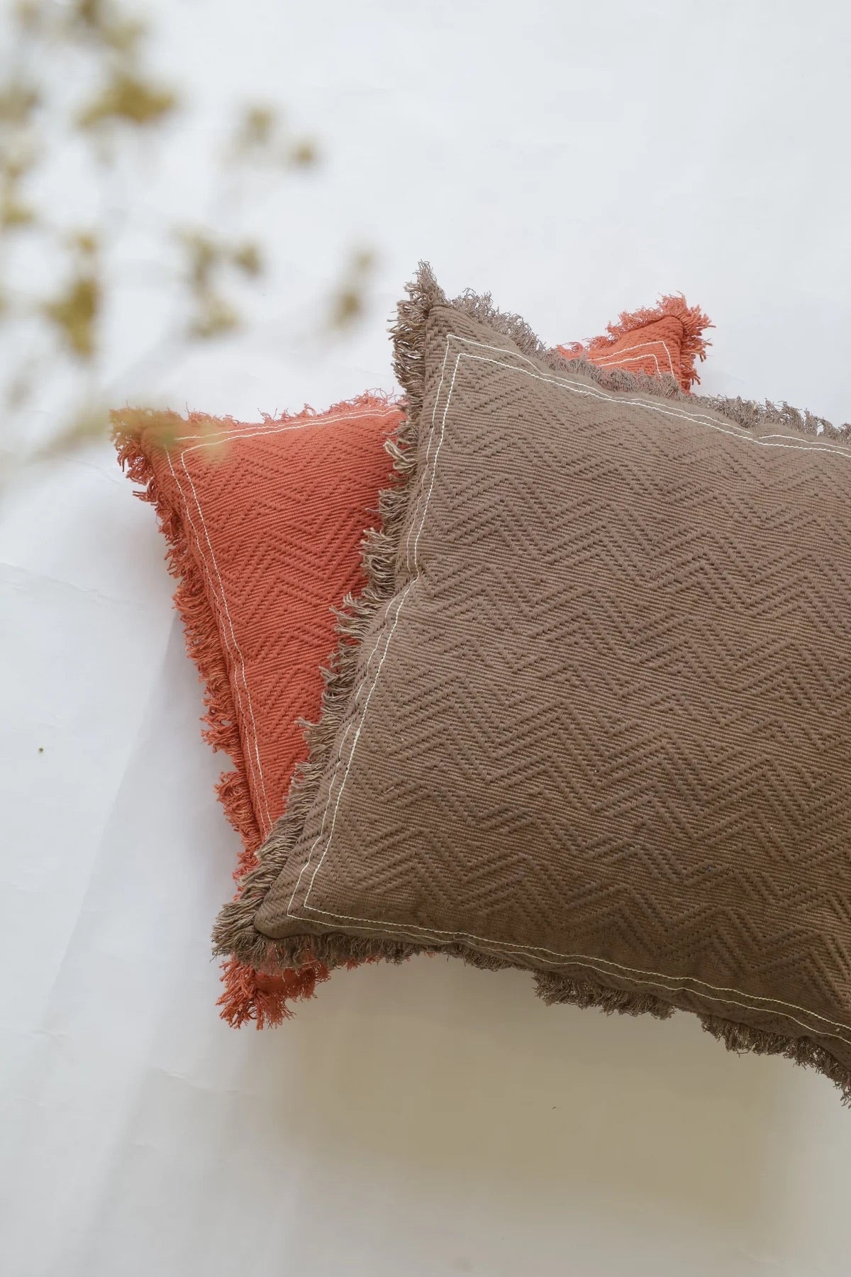 Ochoco Earthy Terracotta and Brown Hand loomed contemporary cushions.