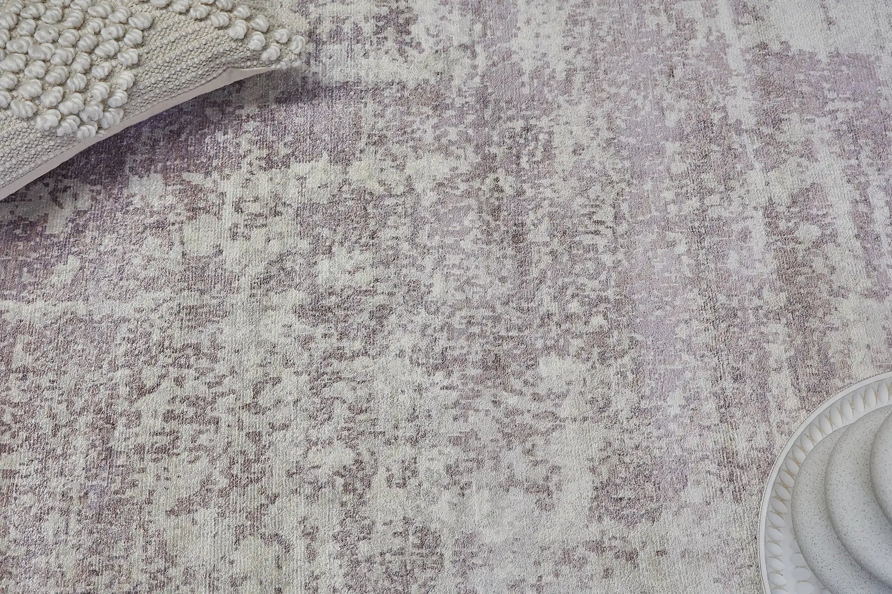 Fusion Lilac is a handcrafted rug made of luxurious bamboo silk and viscose. It features a textured, intricate, and opulent weave with a pile height of 12-14mm. Colours Cream, Beige and Lavender Blend. Sizes 160 X 230, 200 X 290 and 240 X 340. Life.