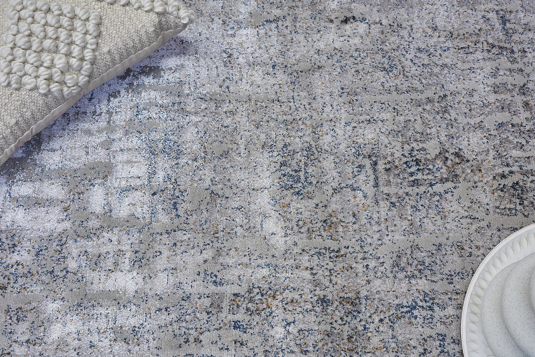 Geneva Blue is a machine made rug. Its design boasts a modern/contemporary feel. Crafted from Viscose and Polyester, with a low-profile 7-9mm pile height. Colours Light Grey with Blue accent tones. Sizes 160 X 230, 200 X 290 and 240 X 340. Life.