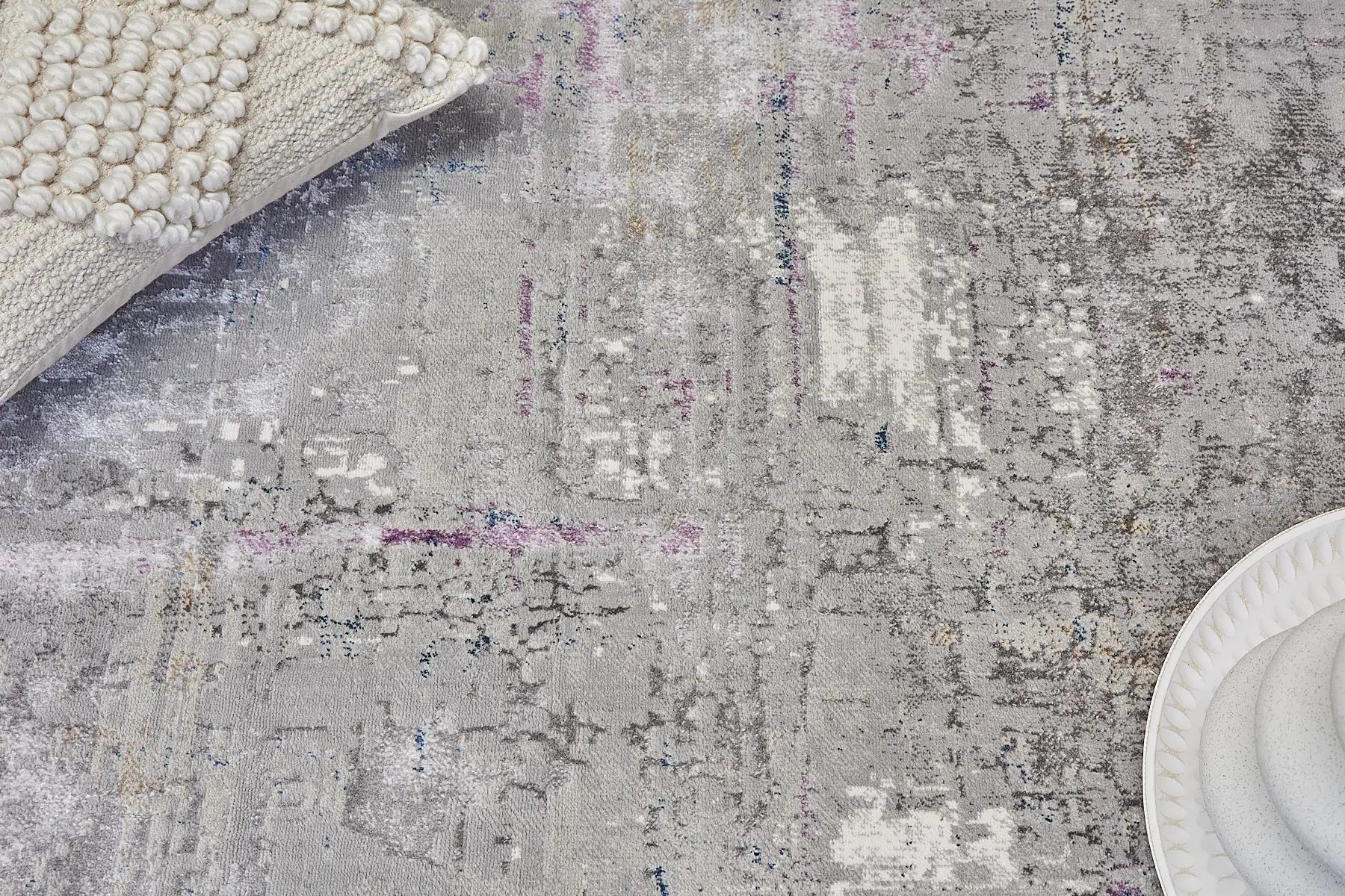 Geneva Lilac is a machine made rug. Its design boasts a modern/contemporary feel. Crafted from Viscose and Polyester, with a low-profile 7-9mm pile height. Colours Light Grey with Blue and Beige accent tones. Sizes 160 X 230, 200 X 290 and 240 X 340. Life.