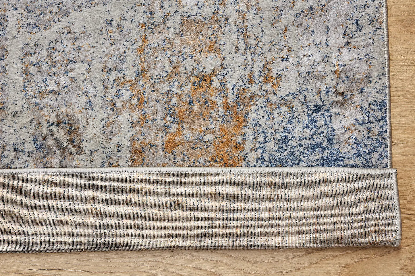 Geneva Silver is a machine made rug. Its design boasts a modern/contemporary feel. Crafted from Viscose and Polyester, with a low-profile 7-9mm pile height. Colours, Light Grey with Blue and Beige and white accent tones. Sizes 160 X 230, 200 X 290 and 240 X 340. Fold.