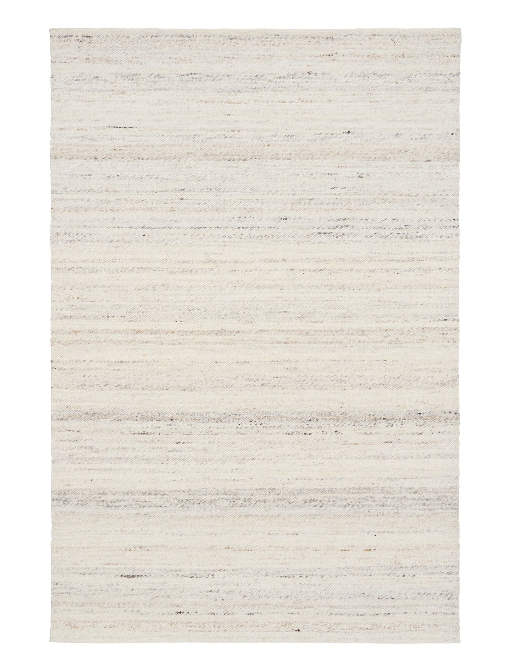 Harmony White Rug – hand-woven blend of wool and viscose in soft natural tones, featuring a textured finish that’s both elegant and durable. Colour White with black and brown fleck. 4 sizes. Top Plain.