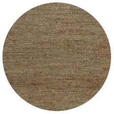 The Hemp Round - Coffee, hand-woven rug. Made in India, it features a round shape in two sizes, 160 and 190 Diameter. Colour, Coffee Brown. Front Plain.