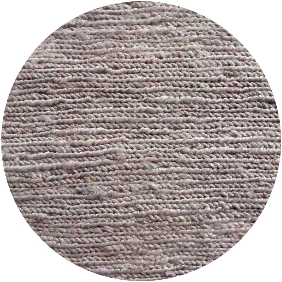 The Hemp Round - Grey, hand-woven rug. Made in India, it features a round shape in two sizes, 160 and 190 Diameter. Colour, Silver grey. Front Plain.