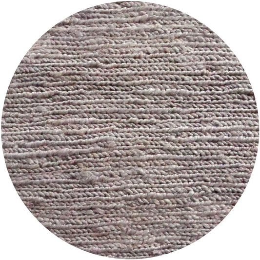 The Hemp Round - Grey, hand-woven rug. Made in India, it features a round shape in two sizes, 160 and 190 Diameter. Colour, Silver grey. Front Plain.