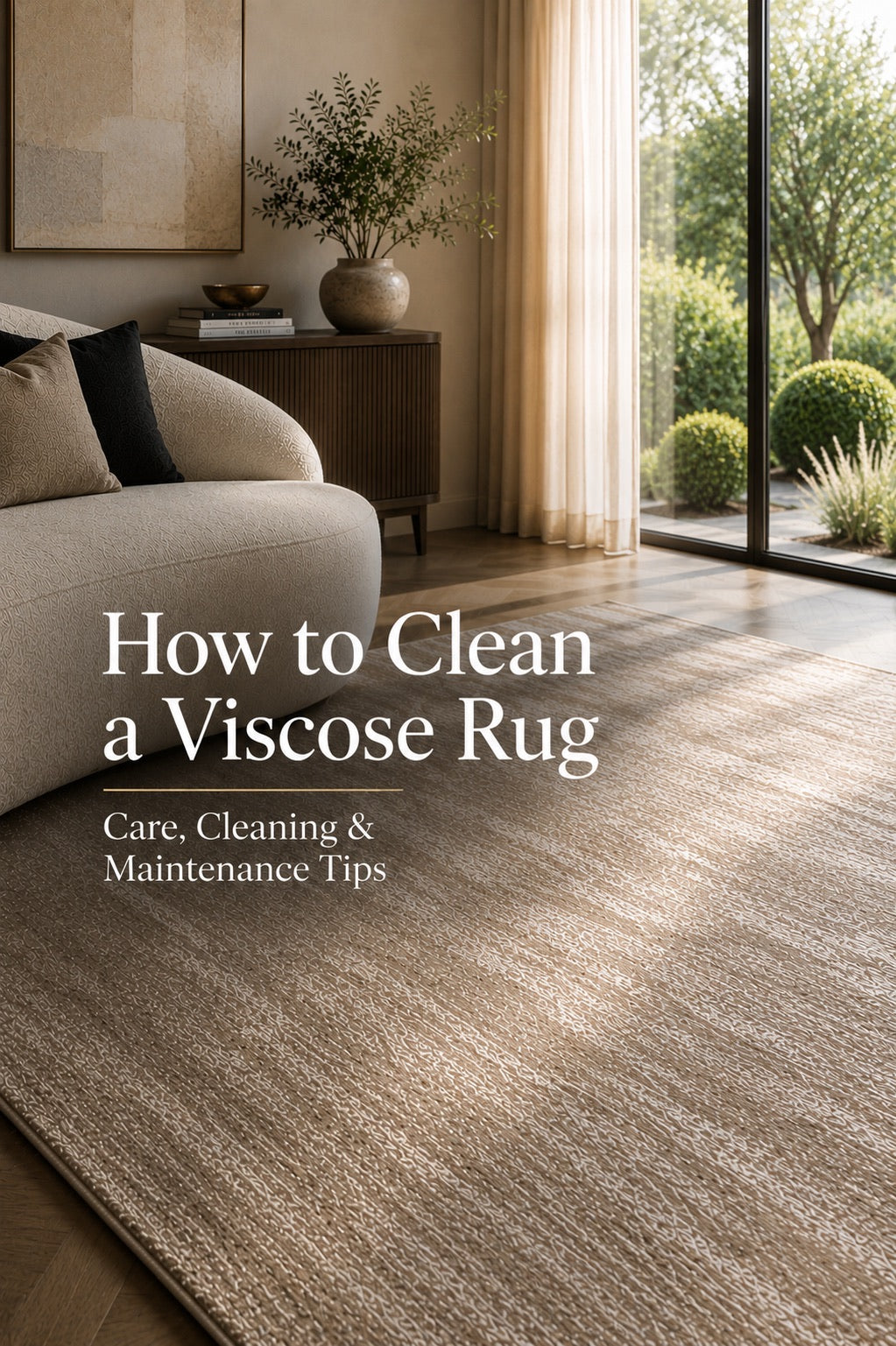 A Viscose Rug styled in a modern Australian home living room setting.