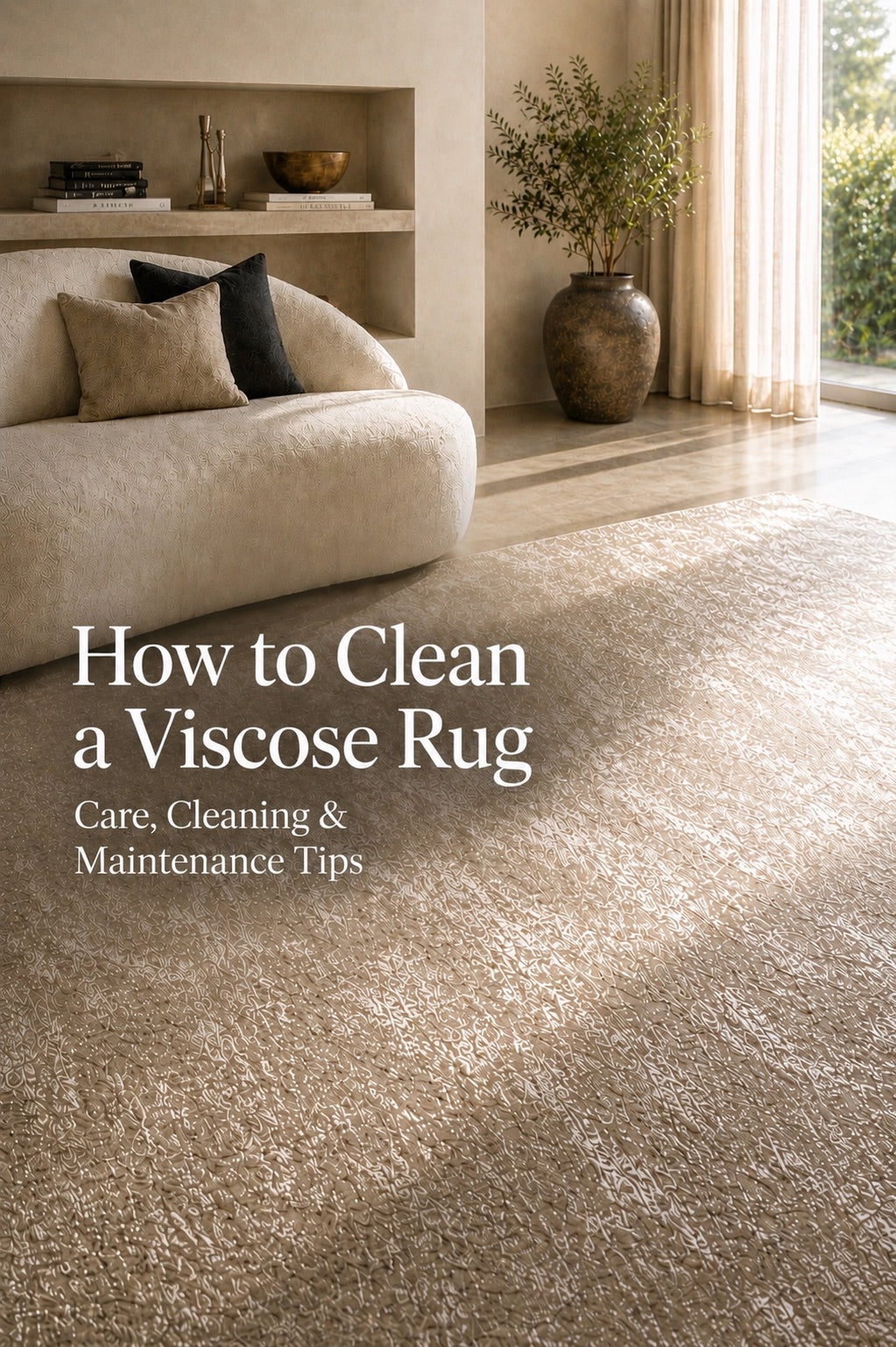 A viscose rugs styled in a modern Perth home living room.
