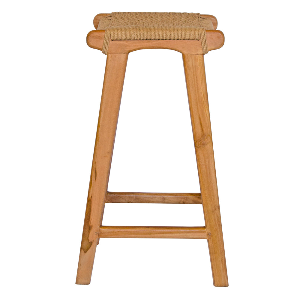 The Hudson Barstool boasts a coastal contemporary feel. Crafted from sustainable solid teak and featuring a luxurious rope seat. Colour natural. Measures 400 wide X 350 depth X 680 seat height. Side Plain.