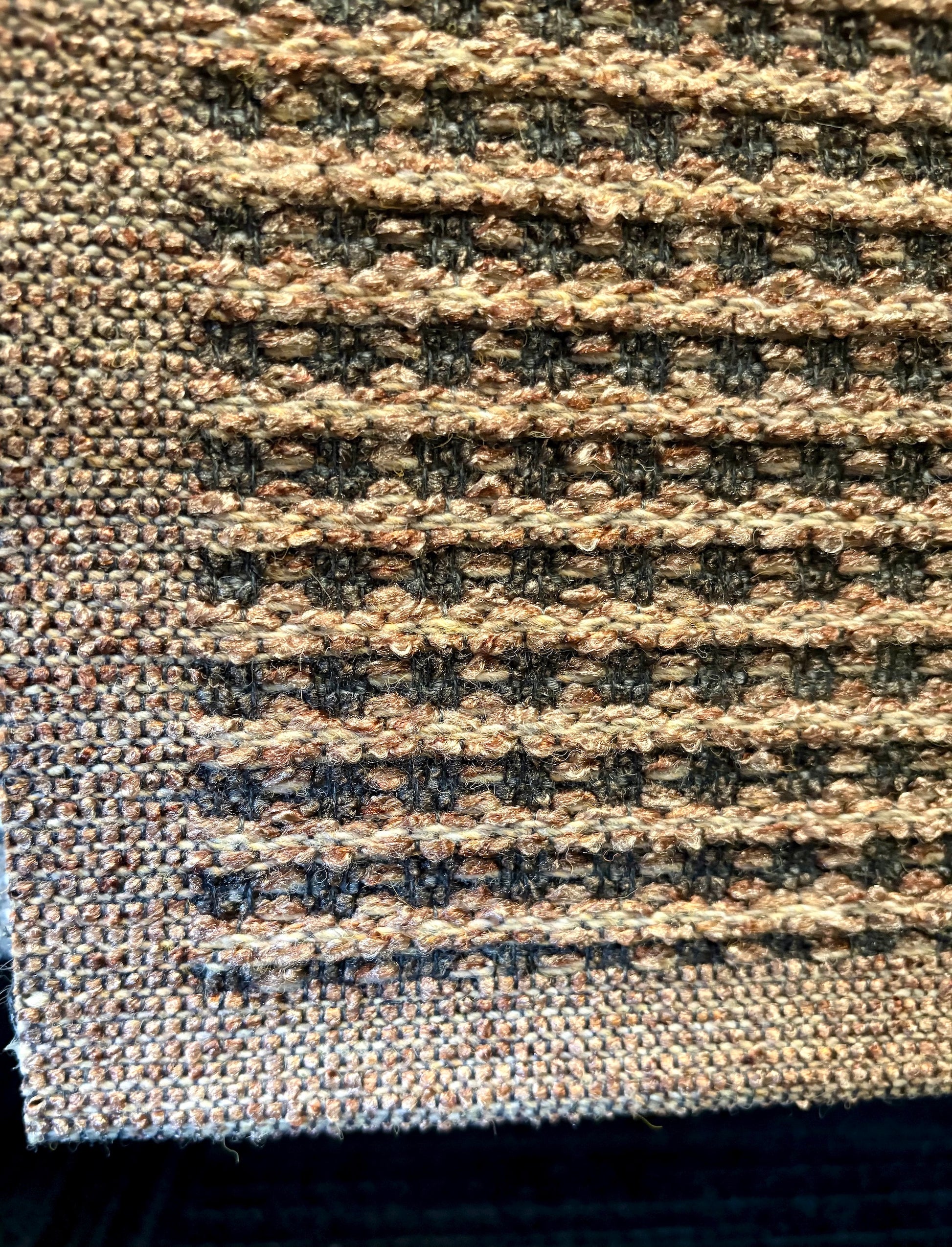 Katana Beige indoor/outdoor rug featuring Beige and light grey/gold tones and a subtle textured pattern, power-loomed from UV-stabilised polypropylene for lasting durability. Colour beige with grey and gold flecks. 3 sizes. Corner.